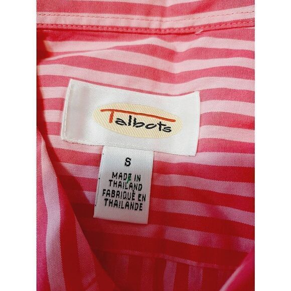 Talbots pink striped 100% cotton button down small shirt - Picture 4 of 4